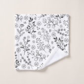 タイムレス開花：手描きフローラエレガンス バスタオルセット (ウォッシュタオル)