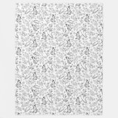 タイムレス開花：手描きフローラエレガンス フリースブランケット (正面)