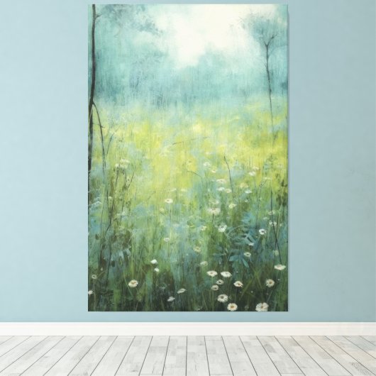 タイムレス開花:抽象芸術ヴィンテージフローラ油絵を描 キャンバスプリント (インサイチュ (ウッドフロア))