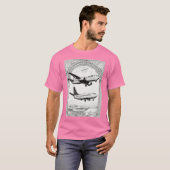 タイムレス飛行:ブラック&ホワイト航空史 Tシャツ (正面フル)