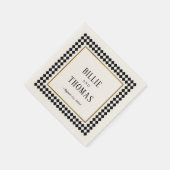タイムレス黒チェッカーボードフレ結婚ーム スタンダードカクテルナプキン (角)