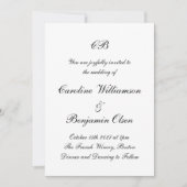 タイムレス エレガント ブラックアンドホワイト スクリプト ミニマリスト 招待状 (正面)