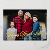 タイムレス グロー ホイル ハッピー ニュー イヤー フォト カード (正面)