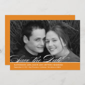 タイムレス スクリプト フォト セーブ・ザ・デート - オレンジ (正面/裏面)