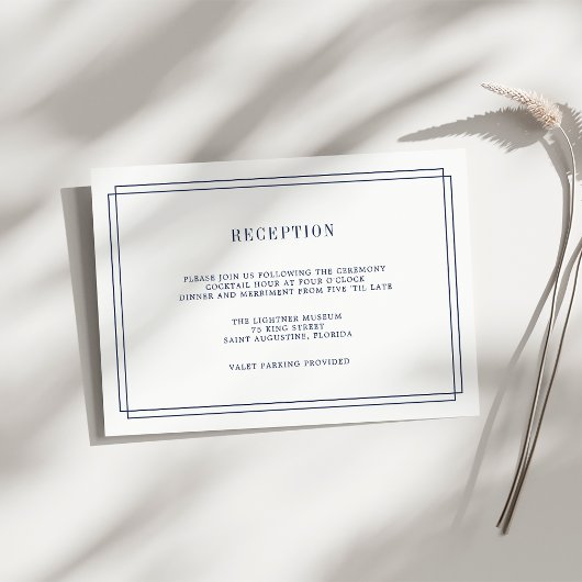 タイムレス ネイビーとホワイトの受付カード エンクロージャーカード