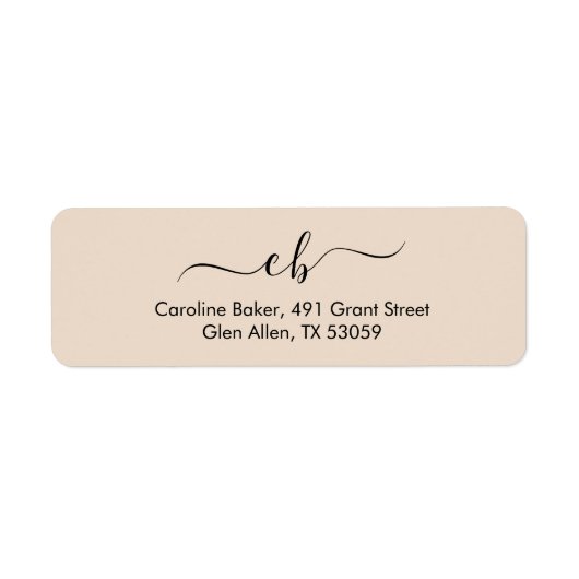 タイムレス – パステルアイボリースクリプトフォント住所 シール (正面)