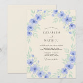 タイムレス・ルリマツリの野の花の結婚式 招待状 (正面/裏面)