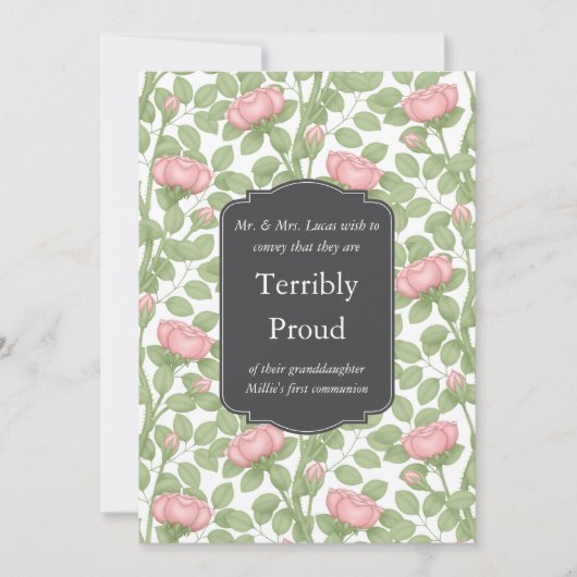 タイムレス ローズ クリエイティブ パーソナライズ ホワイト ファミリー 案内状 (正面)