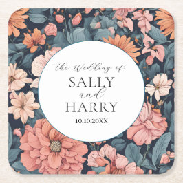 タイムレス:ヴィンテージ色あせたバラ結婚の スクエアペーパーコースター