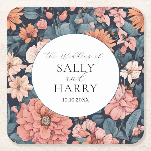 タイムレス：ヴィンテージ色あせたバラ結婚の スクエアペーパーコースター (正面)