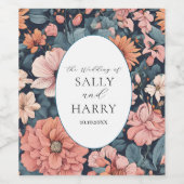 タイムレス：ヴィンテージ色あせたバラ結婚の ワインラベル (シングルラベル)