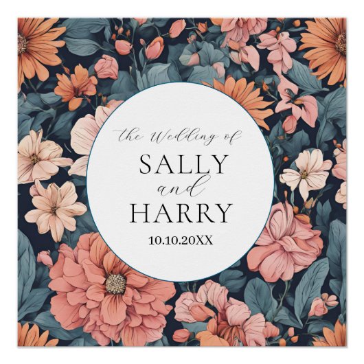 タイムレス ヴィンテージ フェイデッド ローズ ウェディング ポスター (正面)