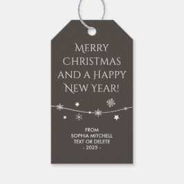 タイムレス – 自然ブラウン – スノーフレークの贈り物ラベル ギフトタグ