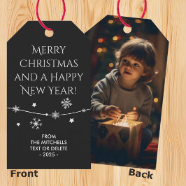 タイムレス – Dark Carbon Blackクリスマスフォト ギフトタグ