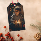 タイムレス – Moonlit Gray Christmas Photo Giftラベル ギフトタグ