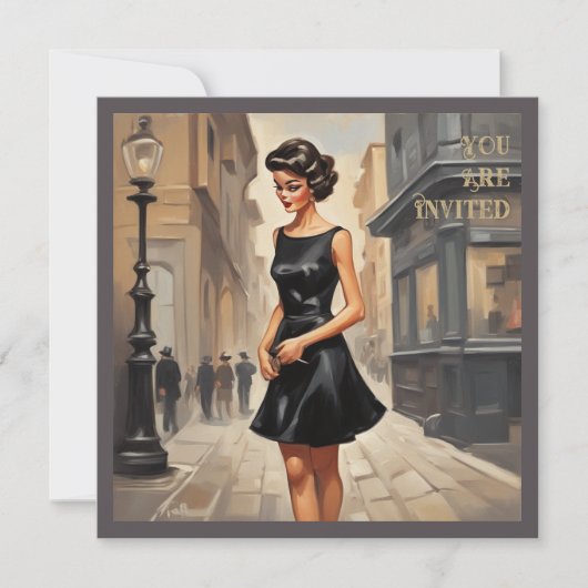 タイムレスLBDカード:クラシック感覚の式 招待状 (正面)
