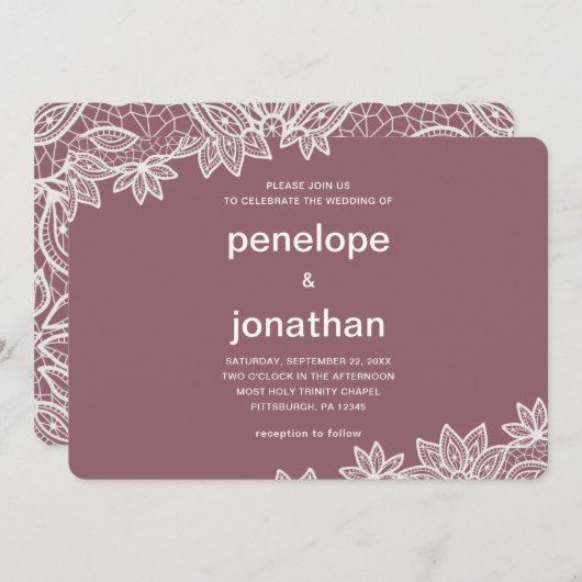 タイムレ結婚スのレースの外観 招待状 (正面/裏面)