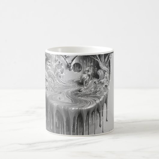 タイムワープマグカップ – 超現実溶融クロックドリップデザイン コーヒーマグカップ (中央)