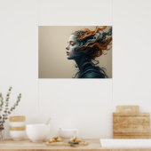 タイムワープ顔ポスター抽象芸術ウォールアート ポスター (キッチン)