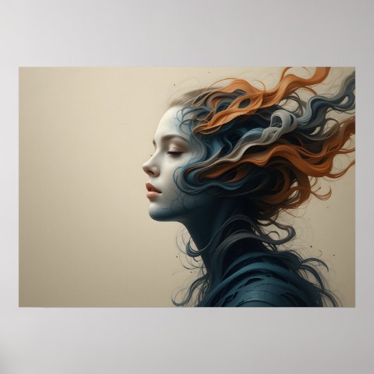 タイムワープ顔ポスター抽象芸術ウォールアート ポスター (正面)