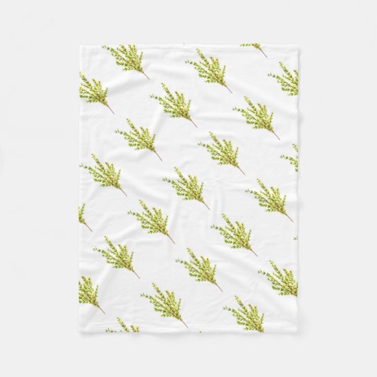 タイム植物薬草 フリースブランケット (正面)