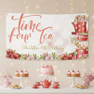 タイム4茶、お茶の花の誕生日 横断幕