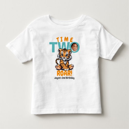 タイム・ツー・轟音！かわいいオレンジタイガー2回目の誕生日 トドラーTシャツ (正面)