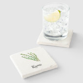 タイム・ハーブ水絵を描色のワードアート ストーンコースター (横)