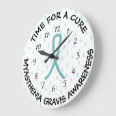 タイム・フォー・ア・キュア・ライム・グリーン・認識度・リボン・クロック ラージ壁時計 (傾斜)