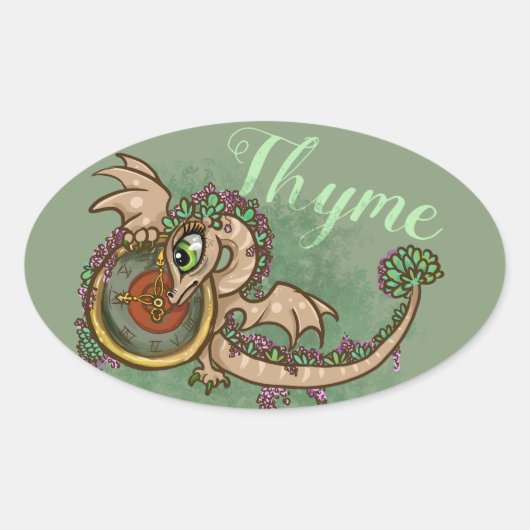 タイム~リルドラゴンハーブ園 楕円形シール (正面)