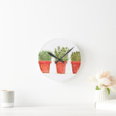タイム ローズマリー ミント 水彩 ルージュスタイル ハーブ ラウンド壁時計 (ホーム)