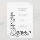 タイモダンコンテンポラリープグラフィーアーバン結婚シック 招待状 (正面/裏面)