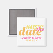 タイモダンプウェディングは日付オレンジ色のピンク マグネット (正面/裏面)