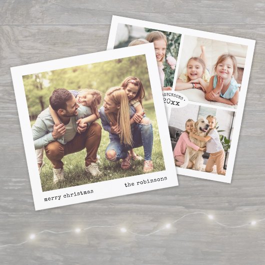 タイモダンプミニマルライターのクリスマスフォトコラージュ シーズンカード