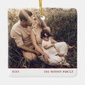 タイモダンプミニマルレッドホリデーセラミックオーナメント セラミックオーナメント (正面)