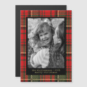 タイモダンプライター赤と金ゴールド格子柄の写真ホリデー (正面/裏面)