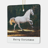 タイモダンプライター馬の写真馬術クリスマス セラミックオーナメント (左)