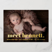 タイモダンプ名はっきりしたベビーフォト誕生 箔招待状 (正面)