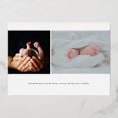 タイモダンプ名はっきりしたベビーフォト誕生 箔招待状 (裏面)