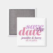 タイモダンプ結婚式の日付パープルピンクを保存 マグネット (正面/裏面)