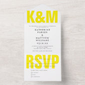 タイモダンプ+モノグ結婚ラムの黄色 オールインワン招待状 (内側)