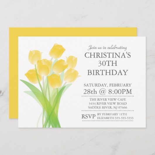 タイモダンポグラフィのチューリップ花誕生会 招待状 (正面/裏面)