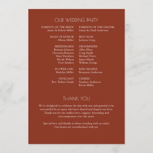 タイモダンポグラフィ中心結婚の プログラム (裏面)