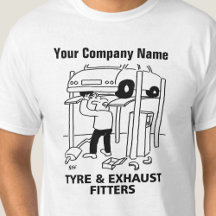 タイヤとエキゾーストフィッターズガレージサービスTシャツ