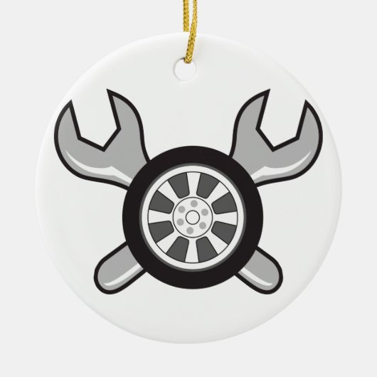 タイヤとレンチ セラミックオーナメント (正面)