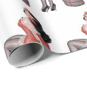 タイヤに座っている女の子をピン留めする ラッピングペーパー (ロールコーナー)