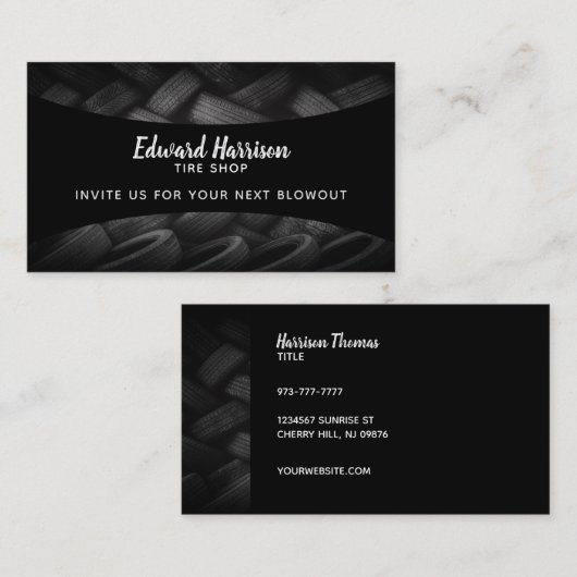 タイヤの店のスローガン 名刺 (正面/裏面)