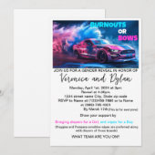 タイヤの焼け焦げまたはリボン 性別発表 招待状 (正面/裏面)