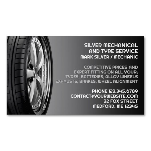 タイヤの自動修理 マグネット名刺 (正面)