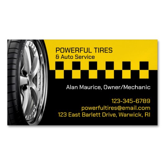 タイヤの自動修理 マグネット名刺 (正面)